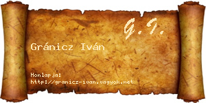 Gránicz Iván névjegykártya